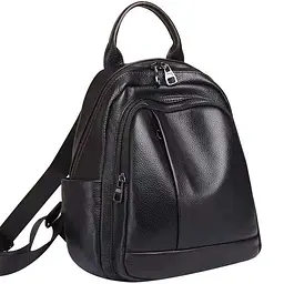 Шкіряний жіночий міський рюкзак на блискавці чорний 85271 Tiding Bag - мініатюра 2