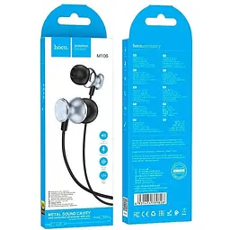 Навушники Hoco Fountain metal універсальні earphones with microphone M106 чорні - мініатюра 2