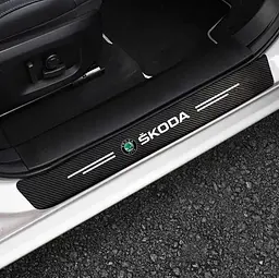 Захисна плівка накладка на пороги для Skoda Чорний Карбон 4 шт - мініатюра 3