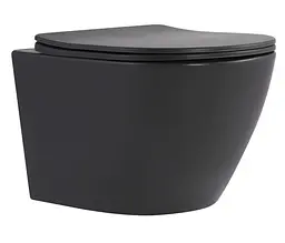 Унітаз підвісний Qtap Robin Ultra Quiet, Anthracite, з сидінням Slim Duroplast / Soft-close / Quick Release QTROB26AN48995