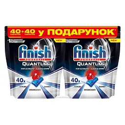 Капсули для посудомийних машин Finish Quantum Ultimate, 80 шт. (2 уп. по 40 шт.)