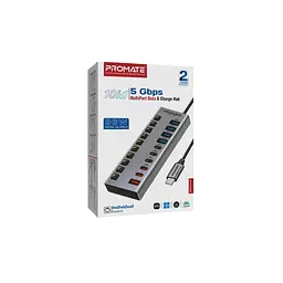 Концентратор Promate USB-C 10-in-1 5xUSB-C + 5xUSB gray (gegahub-5g) - мініатюра 6