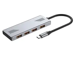 Хаб USB UHB-CM-U310-A4-01, Grey, Type-C 3.2 - 4xUSB 3.2, кабель 18 см Gembird teh0027598 - мініатюра 2