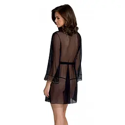 Пеньюар Passion AMBERLY PEIGNOIR black, S/M, пояс у комплекті - мініатюра 2