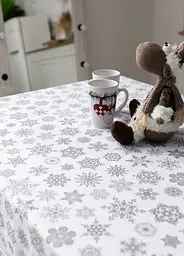 Новорічна скатертина 110х150 см біло-сіра Homedec - мініатюра 4