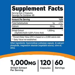 Муміє Nutricost 1000 мг 120 капсул - мініатюра 3