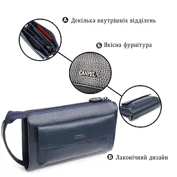 Сучасний чоловічий клатч із натуральної зернистої шкіри Canpellini 21558 синій - мініатюра 4