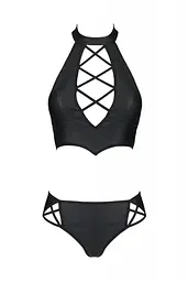 Комплект з екошкіри Passion Nancy Bikini black 4XL/5XL - мініатюра 3