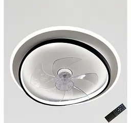 Стельова LED-люстра-вентилятор Artlight WG5088C BK+WH, біла з чорною окантовкою, 50 Вт, від 10-18 м² - мініатюра 2