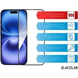 Скло захисне ACCLAB Full Glue Apple iPhone 16 Plus Black (1283126593260) - мініатюра 3