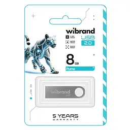 USB флеш накопичувач Wibrand 8GB Puma Silver USB 2.0 (WI2.0/PU8U1S) - мініатюра 2
