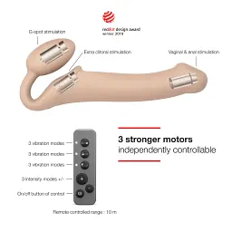 Безремінний страпон Strap-On-Me Vibrating L, 19 см - мініатюра 4