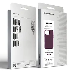 Силиконовый чехол для Apple iPhone 16 Pro Max, ICON2 Case, бордовый, противоударный, панель, защита всего корпуса, матовая поверхность Soft Touch, выступает над дисплеем, совместим с защитными стеклами и пленками, с микрофиброй, ArmorStandart (ARM81307) - мініатюра 9