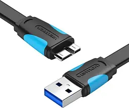 Кабель Vention USB 3.0 - Micro-B для HDD плоский 5 Гбіт/с 0.25 м Чорний (VAS-A12-B025)
