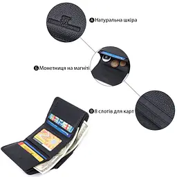 Красиве жіноче портмоне з монетницею з натуральної шкіри ST Leather 22728 чорне - мініатюра 8