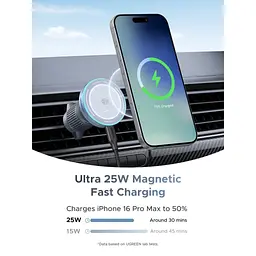 Універсальний автотримач Ugreen W758 Magnetic Wireless Car Charger 25W QI2.2 Starlight Blue (55967) - мініатюра 2