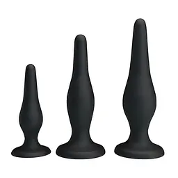 Набір анальних пробок Begginer's Mini Anal Kit 3 шт. (чорний)