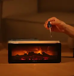 Аромадифузор-зволожувач повітря "Камін" з LED підсвічуванням (7 кольорів) + Пульт Black - мініатюра 2