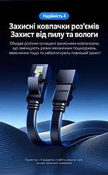 Плоский мережевий кабель UGREEN NW106 2 м патч-корд Ethernet RJ45 штекер на RJ45 штекер Cat 7 до 10 Гбіт/с екранований U/FTP жили з чистої міді 600 МГц чорний (11261) - мініатюра 7