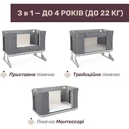 Дитяче ліжечко Chicco Next2Me 3 в 1 Forever темно-сіре (79650.77) - мініатюра 4