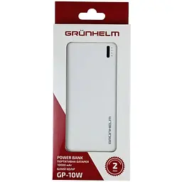 Портативна батарея Grunhelm GP-10W Power Bank 10.000 mAh біла (137518) - мініатюра 4