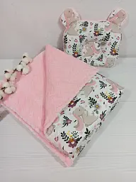 Плед для немовлят із знімним утеплювачем та подушка a.l.babybox Зайчик на галявині Рожевий