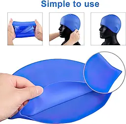 Шапочка для плавання Silicone Swim Cap, силіконова, синього кольору, 22×19.5 см - мініатюра 5