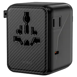 Мережевий універсальний перехідник UA010 Warrior GaN 45W + 2USB-A/3C Black Wiwu teh0030543 - мініатюра 4