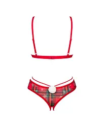 Комплект Obsessive Ms Merrilo 2-pcs set, XS/S, м’який бюстгальтер та трусики з доступом і з помпоном - мініатюра 4