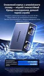 Ethernet-розгалужувач UGREEN NW301 мережевий комутатор RJ45 1 вхід і 2 виходи до 1000 Мбіт/с потребує живлення через USB-C для одночасного підключення двох пристроїв з індикаторами живлення та з’єднання алюмінієвий корпус з кабелем живлення від USB-A до USB-C довжиною 0,5 м космічний сірий із чорними панелями (35598) - мініатюра 9
