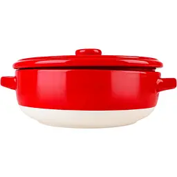 Форма для запікання МВМ My Home кругла з кришкою M 22.5х18х7.5 см (KP-45 M WHITE/RED) - мініатюра 6