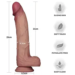 Реалістичний фалоімітатор LoveToy Sliding Skin Pro II Dual Layer Silicone Dong, 25 см - мініатюра 9