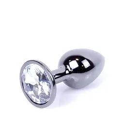 Анальна пробка - Jewellery Dark Silver Plug Clear - мініатюра 3
