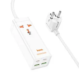 Мережевий подовжувач HOCO AC10A Barry PD65W GaN (2C2A with 1 socket) desktop charger білий - мініатюра 3
