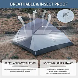 Намет тримісний з футпринтом Naturehike Cloud Up 3 UL NH18T030-T-T, 20D, темно-синій - мініатюра 7