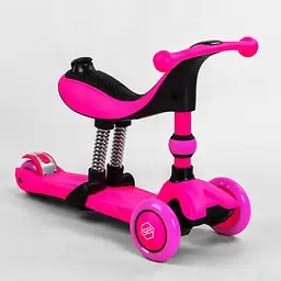 Самокат-велобіг 3 в 1 Best Scooter 32х14х61-75 см Рожевий 000231680 - мініатюра 4