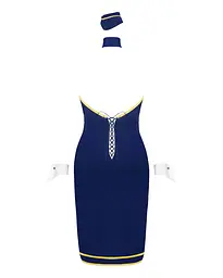 Еротичний костюм стюардеси Obsessive Stewardess uniform M/L, blue, сукня, пілотка, шарф, манжети - мініатюра 6