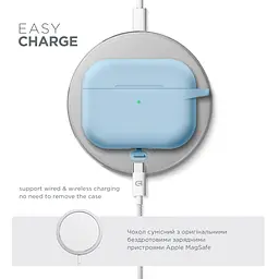 Силіконовий чохол для навушників Apple AirPods Pro 3, Hang Case, блакитний, ультратонкий захисний кейс товщиною 2 мм, захист від подряпин, пилу та ударів, компактний, з карабіном для кріплення, ArmorStandart (ARM88313) - мініатюра 7