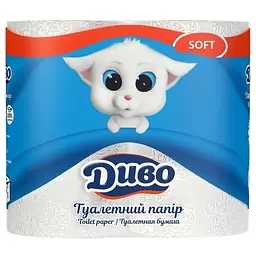 Туалетная бумага Диво Soft, двухслойная, 4 рулона (406844)