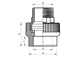 Муфта KOER 1 1/2" d 50мм K0101.PRO - 50x1 1/2M PPR ЗР - мініатюра 2