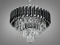 Люстра кришталева Diasha 9001-500BK+CH 9 ламп, E14, 220V, чорний+хром, регульована висота, IP20, для кабінету - мініатюра 3