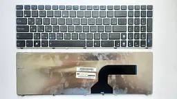 Клавіатура для ноутбуків Asus A52, K52, N53, X52, X54, U50 чорна з сріблястою рамкою RU/US