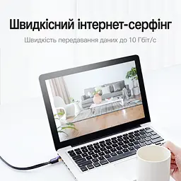Плоский патч-корд Ethernet Vention 2 м LAN-кабель 2 штекери RJ45 8P8C на обох кінцях Cat.7 до 10 Гбіт/с Для 10 Гбіт/с потрібна підтримка портів пристроїв та інших компонентів мережевого каналу Товщина кабелю 2,5 мм для прокладання у вузьких місцях Екранування алюмінієвою фольгою Чорний із фіолетовими та золотистими акцентами (ICABH) - мініатюра 9