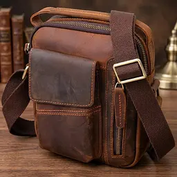 Вінтажна чоловіча сумка з натуральної шкіри 21293 Vintage коричнева