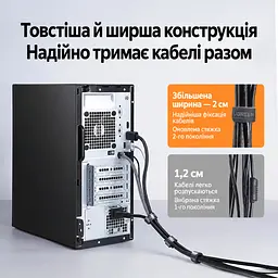 Стрічка-липучка для організації кабелів у рулоні UGREEN LP124 5 м завдовжки 20 мм завширшки велкро Velcro можна обрізати й використовувати повторно чорна (40356) - мініатюра 4