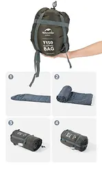 Спальник Naturehike Y150L (NH21MSD08) +11°C - правий - темно-зелений - мініатюра 5