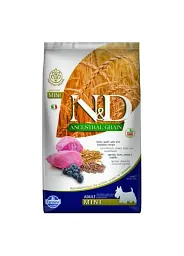 Farmina N&D Low Grain Mini Adult Lamb & Blueberry, сухий корм для собак малих порід з ягням та чорницею