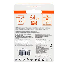 Картка пам'яті 64 Гб MicroSDXC "T&G" Чорна, флешка Мікро СД карта пам'яті на телефон з адаптером С10 (UHS-3) (NS) - мініатюра 3