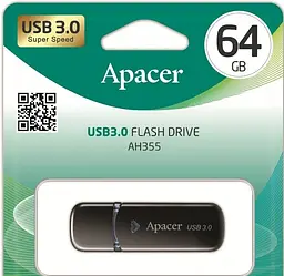 USB флеш-накопичувач Apacer AH355 64GB USB-A 3.0 Black (AP64GAH355B-1) [38150] - мініатюра 3