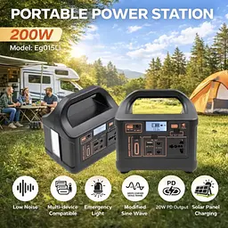 Портативна електростанція 200W - LiFePO4 батарея, з функцією UPS, розеткою 220В, швидкою зарядкою PD та сонячним входом. - мініатюра 4